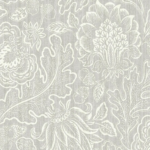 Belgravia Giovanna Floral Trail Textured Wallpaper 10m x 53cm G Grey 10m x 53cm