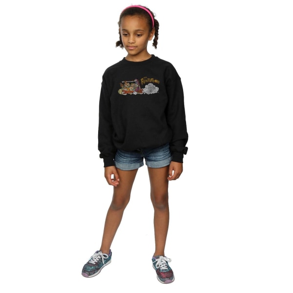 The Flintstones Girls Family Car Distressed Sweatshirt 7-8 år Black 7-8 Years