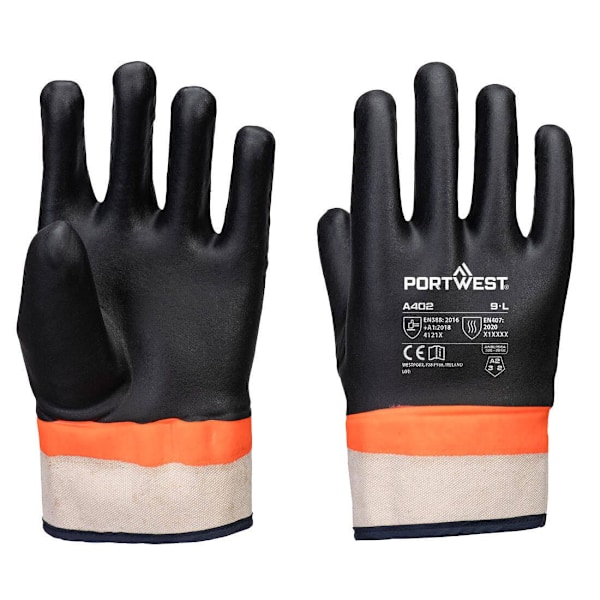 Portwest Unisex Vuxen A402 Dubbeldoppade PVC Sandgrepp Säker Black/Orange L