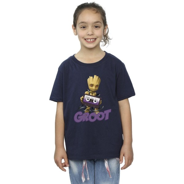 Guardians Of The Galaxy Girls Groot Kasett bomull T-shirt 3-4 Navy Blue 3-4 Years