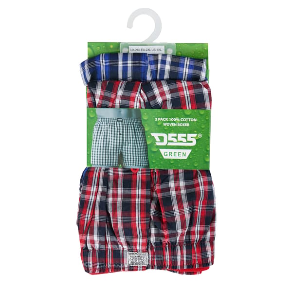 Duke Herr D555 Rutig Vävd Kingsize Boxer Shorts (2-pack) 5X Navy Blue/Red 5XL