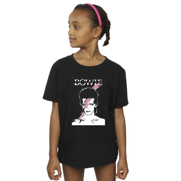 David Bowie Girls Pink Flash Cotton T-Shirt 12-13 Years Black Black 12-13 Years
