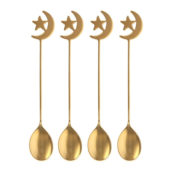 Something Different Stjärn- och Månteskedar (4-pack) En Storlek Gold One Size