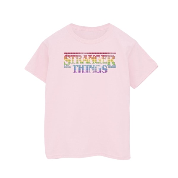 Netflix Girls Stranger Things Rainbow Dot Logo Bomull T-shirt 9 Baby Pink 9-11 Years