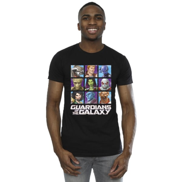 Guardians Of the Galaxy T-tröja med fyrkantig karaktär för män L Svart Black L