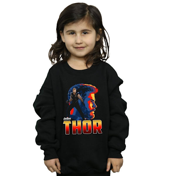 Marvel Girls Avengers Infinity War Thor Karaktär Sweatshirt 5- Black 5-6 Years