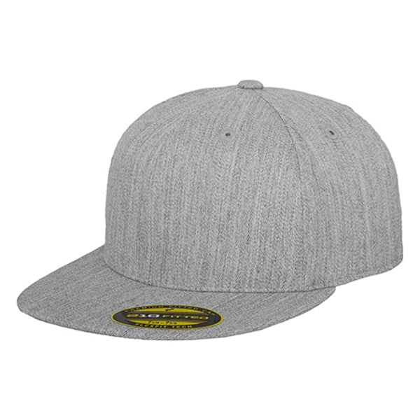 Yupoong Flexfit Unisex Premium 210 Fitted Flat Peak Cap SM Heat Heather Grey SM