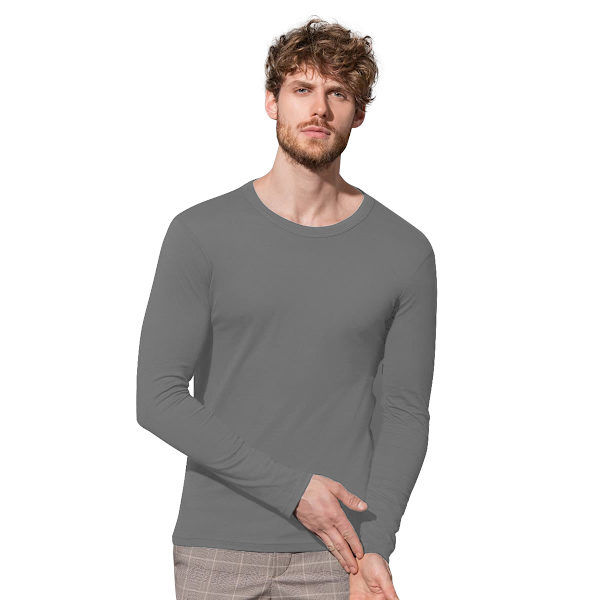 Stedman Stars Herr Morgan Långärmad T-shirt M Slate Grey Slate Grey M