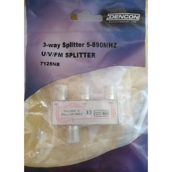 Dencon 3-vägs TV- och satellitsplitter, en storlek, grå Grey One Size
