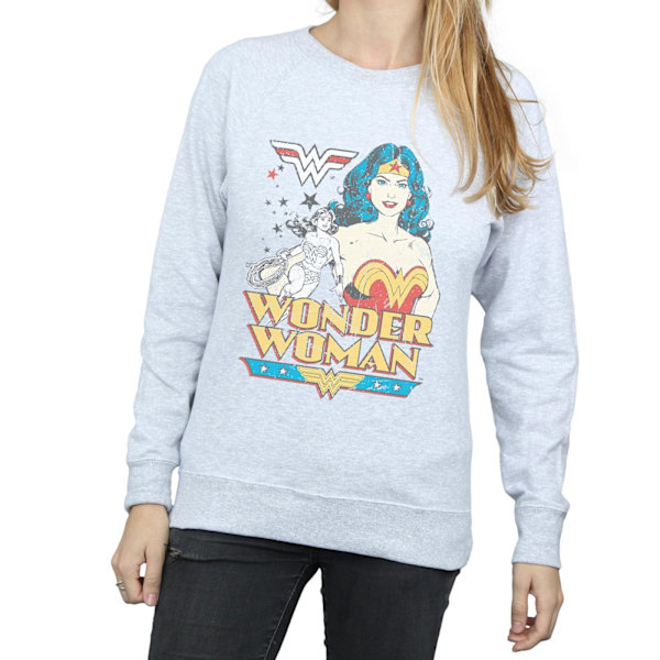 DC Comics Dam/Kvinnor Wonder Woman Poserar Sweatshirt XXL Värme Heather Grey XXL