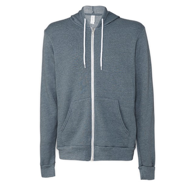Canvas Unisex Dragkedja Polycotton Fleece Tröja med Huva / Luva Slate Heather L