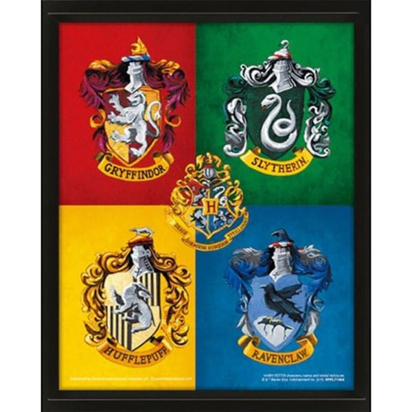 Harry Potter Hogwarts Crest inramad affisch 25,5 cm x 4,5 cm x 20,5 Yellow/Black/Red 25.5cm x 4.5cm x 20.5cm