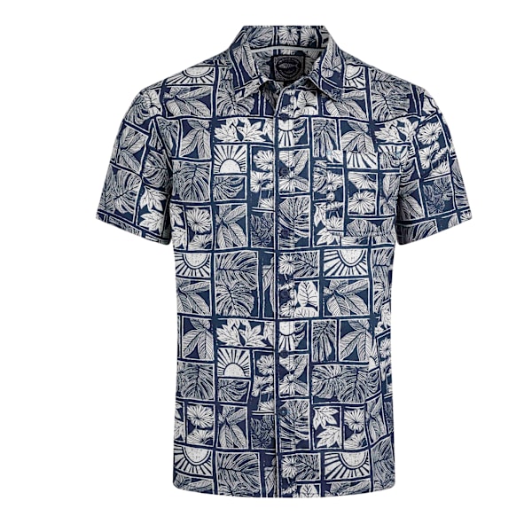 Weird Fish Faraway Bladtryck Ekologisk Bomullsskjorta Herr 3XL Est Estate Blue 3XL