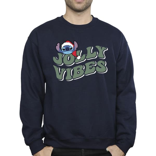 Disney Herr Lilo & Stitch Jolly Chilling Vibes Sweatshirt M Nav Navy Blue M