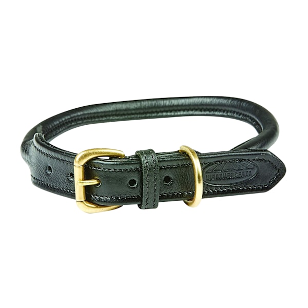 Weatherbeeta Rullat läderhundhalsband M Svart Black M