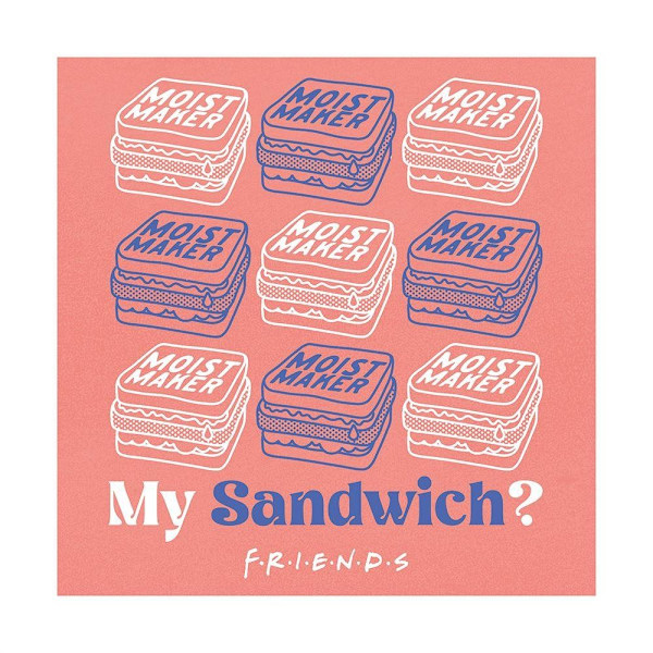 Friends My Sandwich Print 40cm x 40cm Rosa/Blå/Vit Pink/Blue/White 40cm x 40cm
