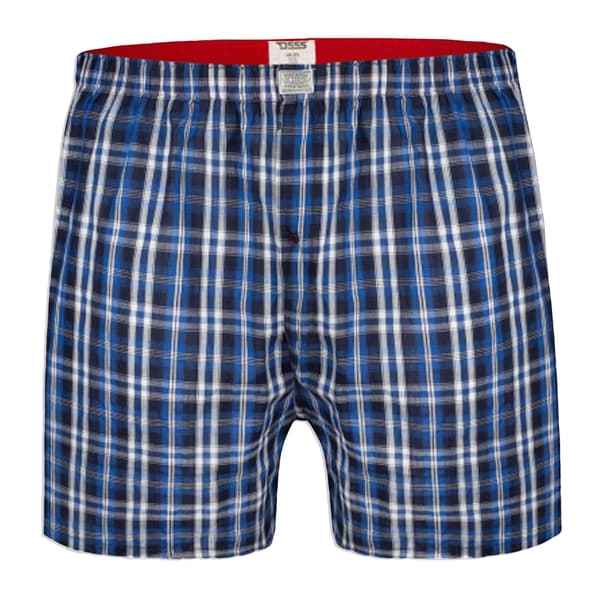 Duke Herr D555 Rutig Vävd Kingsize Boxer Shorts (2-pack) 7X Navy Blue/Red 7XL
