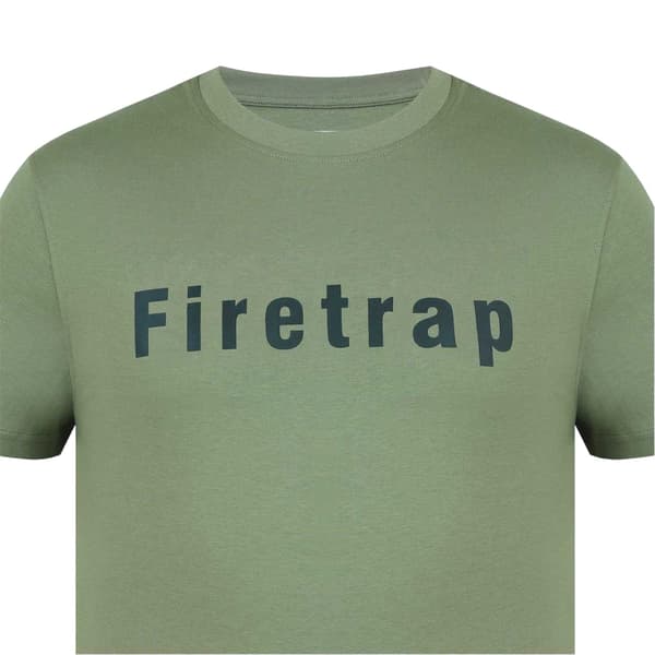 Firetrap T-shirt i bomull med logotyp för män S Khakigrön Khaki Green S
