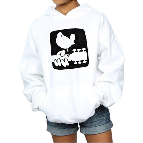 Woodstock Girls Guitar Logo Hoodie 7-8 år Vit White 7-8 Years