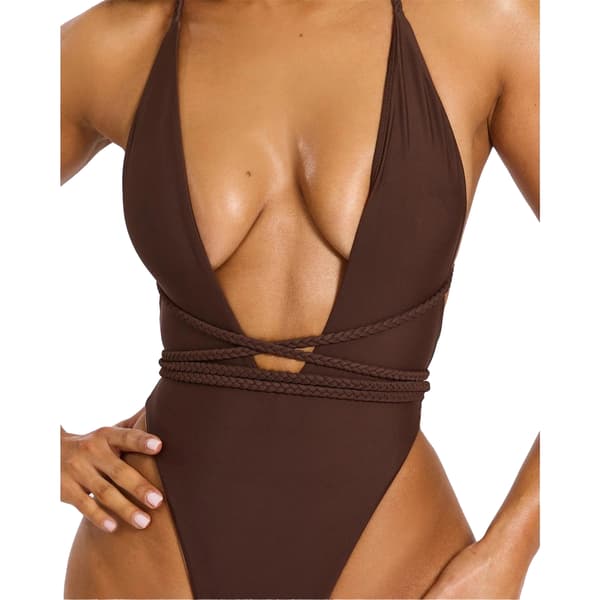 Mars The Label Dam/Dam Fishtail Plain Plunge One Piece Sw Chocolate XXS