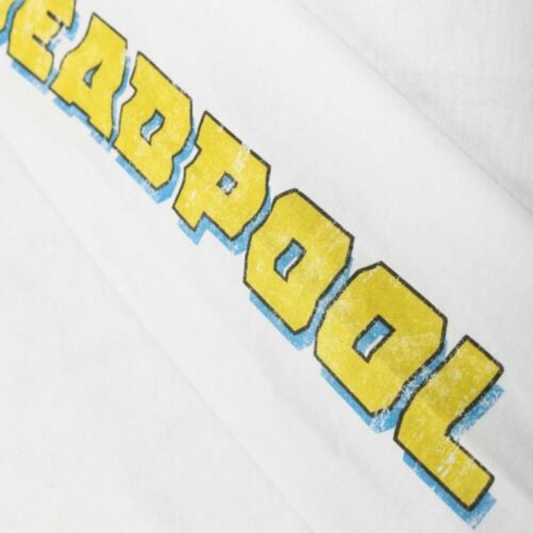 Deadpool Herr 90-talsarm långärmad T-shirt L Vit/Gul/Röd White/Yellow/Red L