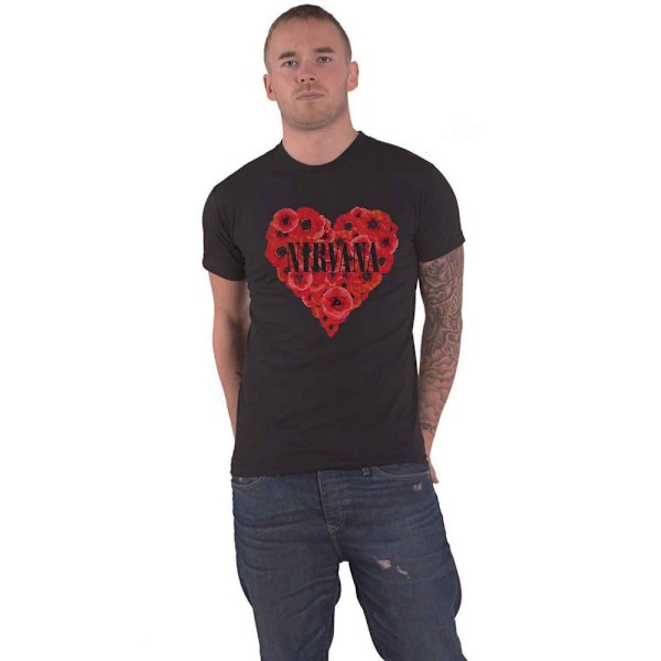 Nirvana Unisex Vuxen Poppy Heart Bomull T-shirt S Svart Black S