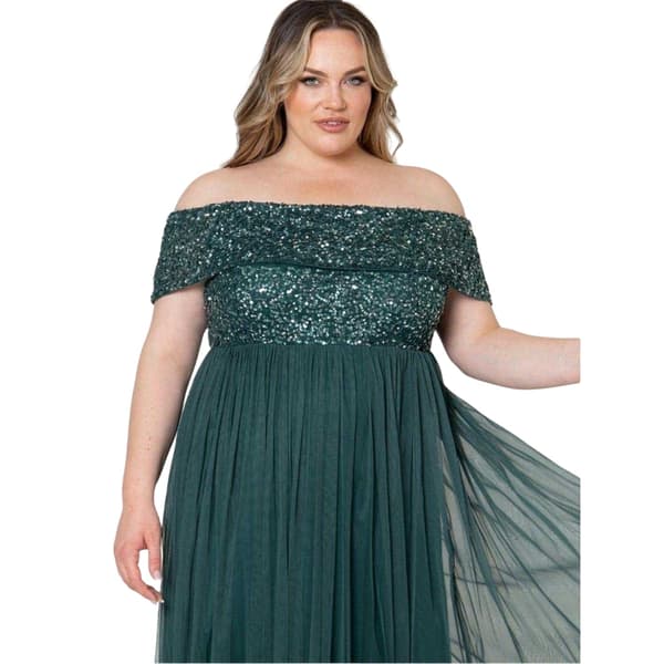 Deluxe Dam/Dam Maxi Off Shoulder Klänning 22 UK Emerald Emerald 22 UK
