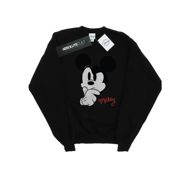 Disney Dam/Kvinnor Mickey Mouse Distressed Ponder Sweatshirt Black S
