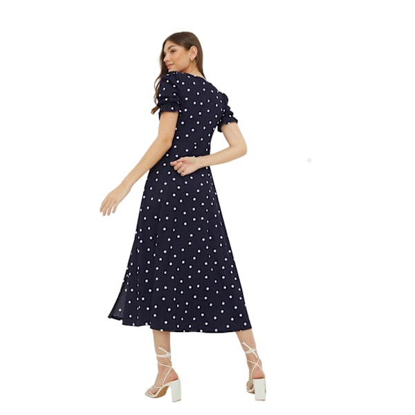 Dorothy Perkins Dam/Dam Spotted Sweetheart Midi Klänning 8 UK Navy 8 UK