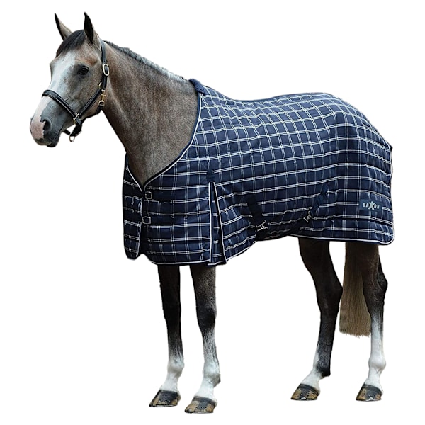 Saxon Standard-Neck Plaid Midweight Häststallmatta 6´ 3 Marinblå Navy/White 6´ 3