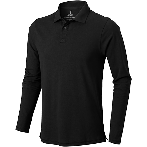 Elevate Mens Oakville Långärmad Poloskjorta M Solid Black Solid Black M