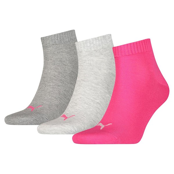 Puma Unisex Quarter Training Ankle Socks (3-pack) 2.5 Pink/Grey/Charcoal Grey 2.5 UK-5 UK