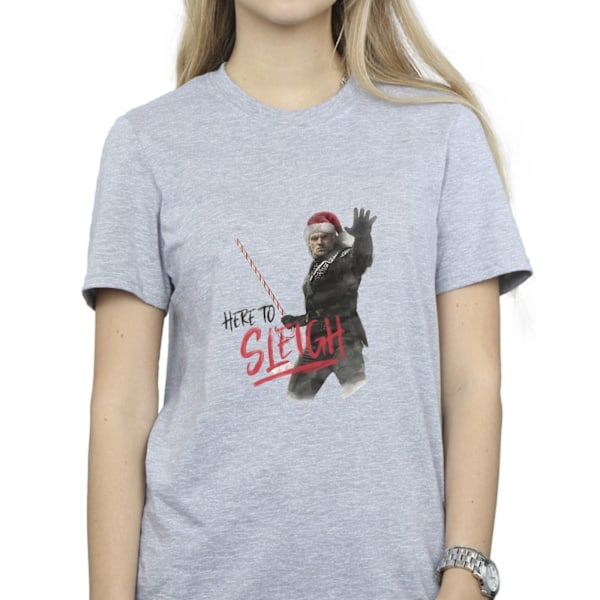 Netflix Dam/Damer The Witcher Here To Sleigh Bomull Boyfrie Sports Grey XL