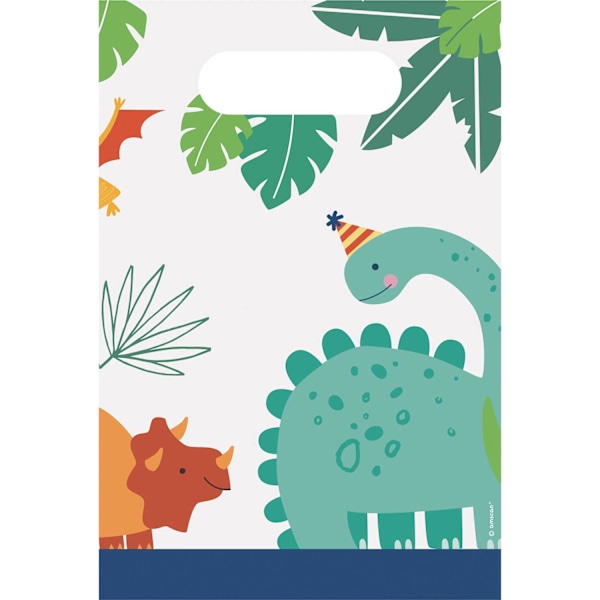 Amscan Dino-Mite Papperspåsar för fest (8-pack) One Size Vit/Grön White/Green/Orange One Size