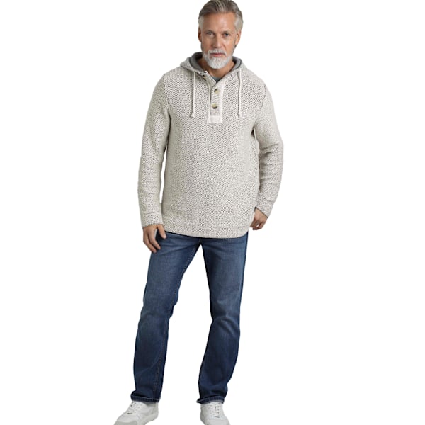 Weird Fish Bakersfield Macaroni Hoodie med Knappar i Halsen för Män 4XL Ecr Ecru 4XL