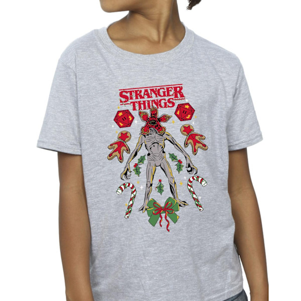 Netflix Girls Stranger Things Jul Demogorgon Bomull T-shirt Sports Grey 7-8 Years