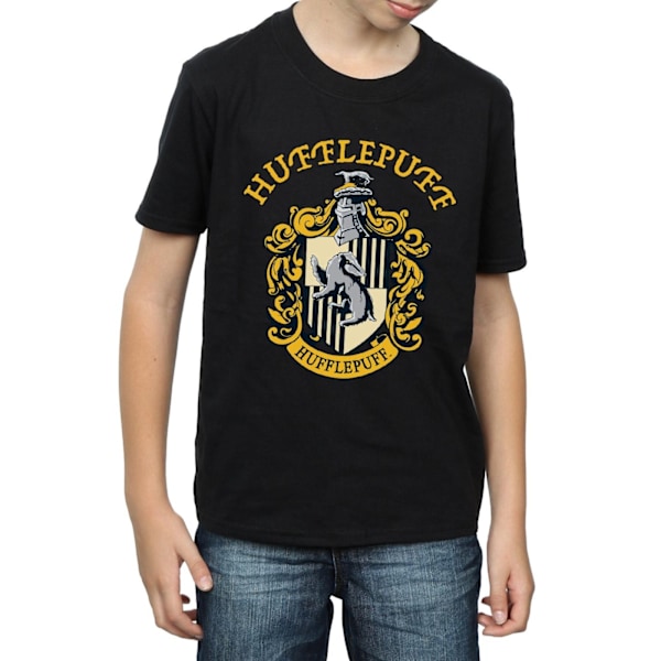 Harry Potter Pojkar Hufflepuff Bomull T-shirt 7-8 År Svart Black 7-8 Years