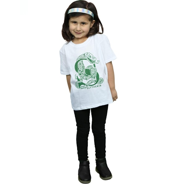 Harry Potter flickor Slytherin glitter bomull T-shirt 5-6 år W White 5-6 Years