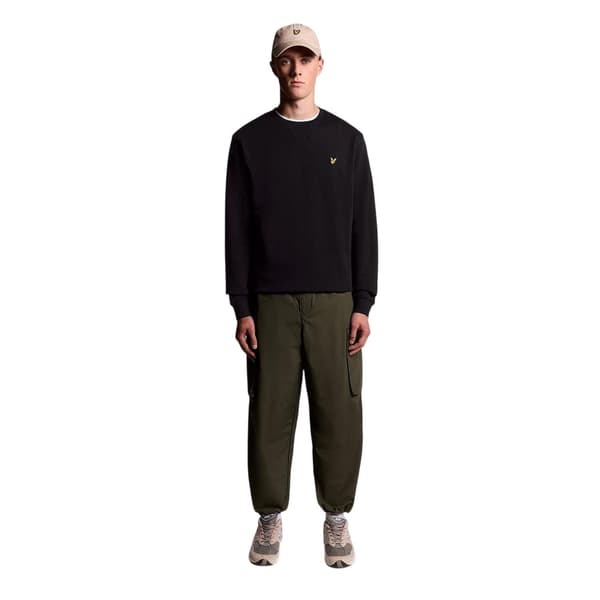 Lyle & Scott Herrtröja med rund hals, avslappnad passform L Jet Black Jet Black L