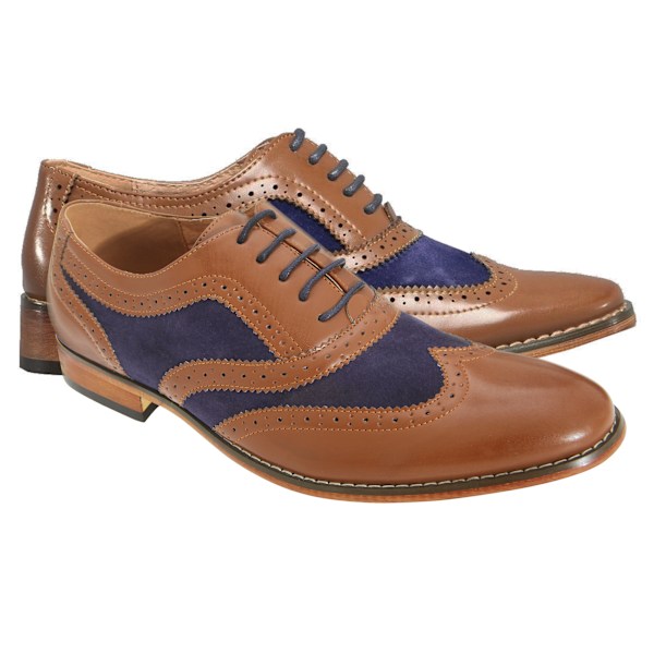 Goor herr 5 Eye Brogue Oxford skor 12 UK Tan/Navy Tan/Navy 12 UK