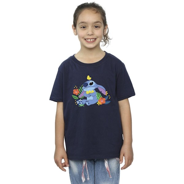 Disney T-shirt för flickor Lilo & Stitch Birds i bomull 5-6 år marinblå Navy Blue 5-6 Years