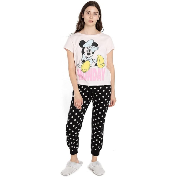 Disney Dam/Kvinnor Måndag Minnie Mouse Lång Pyjamas Set L Crea Cream/Black/White L