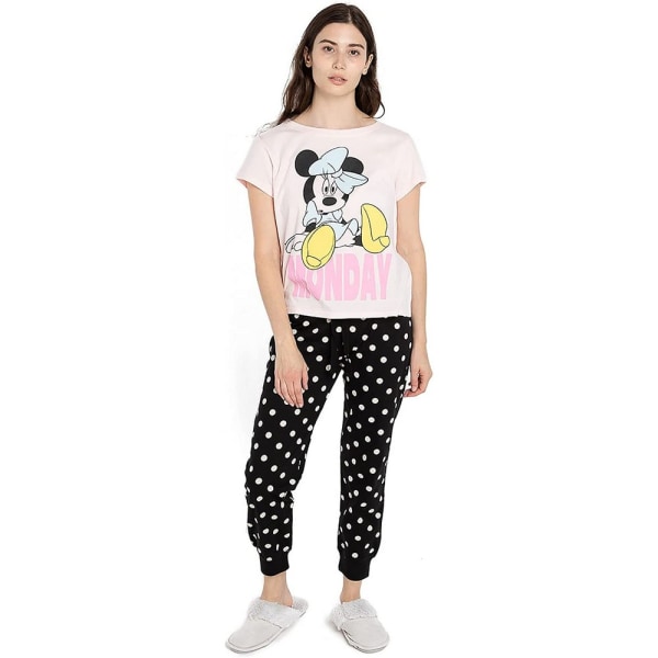 Disney Womens/Ladies Monday Minnie Mouse Long Pyjamas Set S Crea Cream/Black/White S