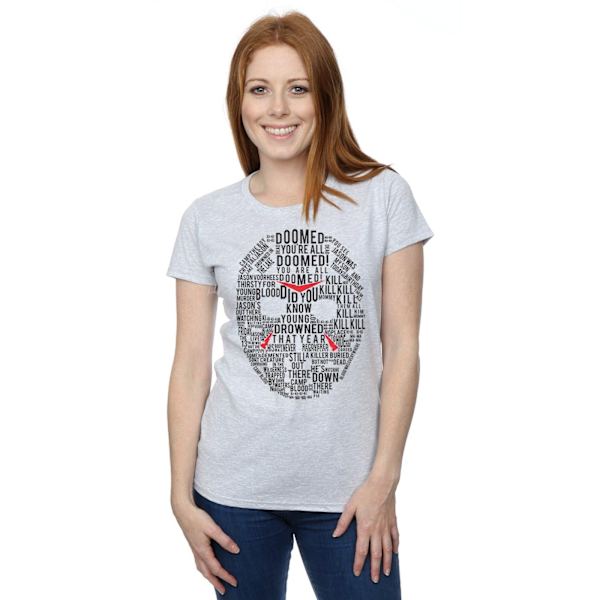Fredag den 13:e Dam/Dam Jason Text Mask Bomull T-shirt XL Spo Sports Grey XL