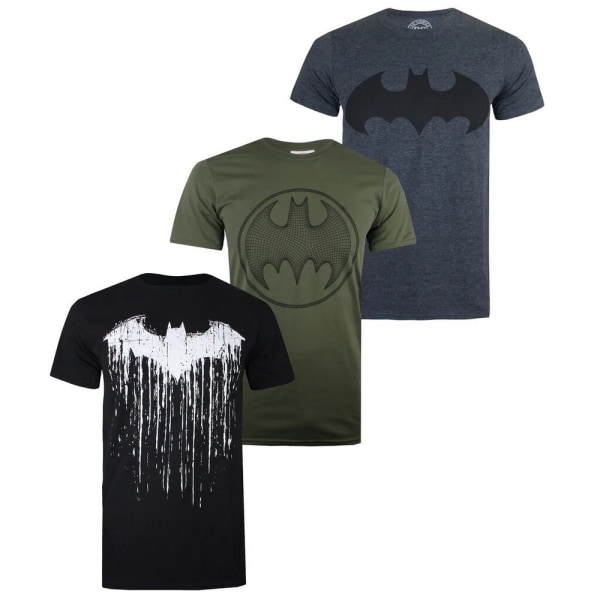 Batman Logo T-shirt för män (förpackning med 3) L Svart/Militärgrön/Nav Black/Military Green/Navy L