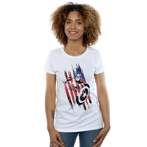 Marvel Womens/Ladies Avengers Captain America Streaks Bomull T-shirt White S