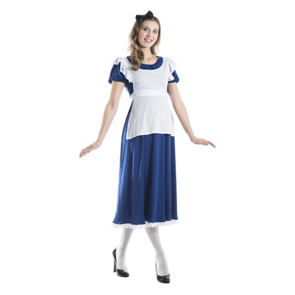 Alice i Underlandet Lång Klänning Kostymset XL Blå/Vit Blue/White XL