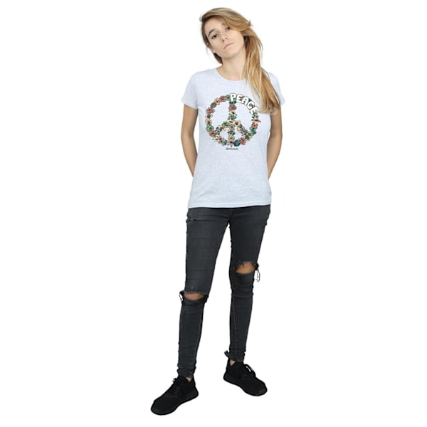 Woodstock Womens/Ladies Floral Peace Bomull T-Shirt S Sports Grå Sports Grey S