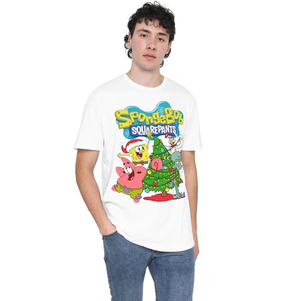 SpongeBob SquarePants Julgran T-shirt för män S Vit White S