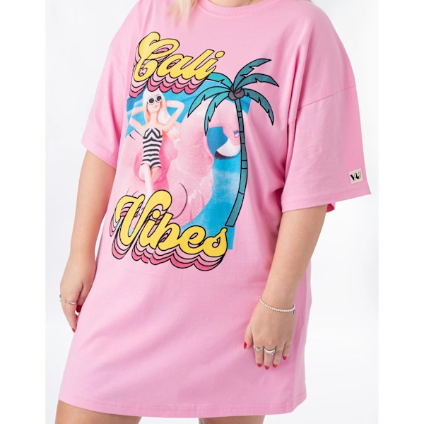 Barbie Dam/Kvinnor Cali Vibes Oversized T-Shirt Klänning L Pastell Pastel Pink L